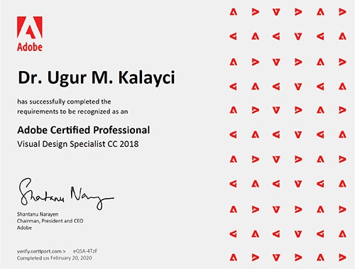 Aobe zertifikat visual Professional von Dr. Ugur Kalayci