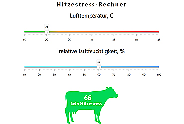 Hitzestress rechner bei Milchkuehen THI Index